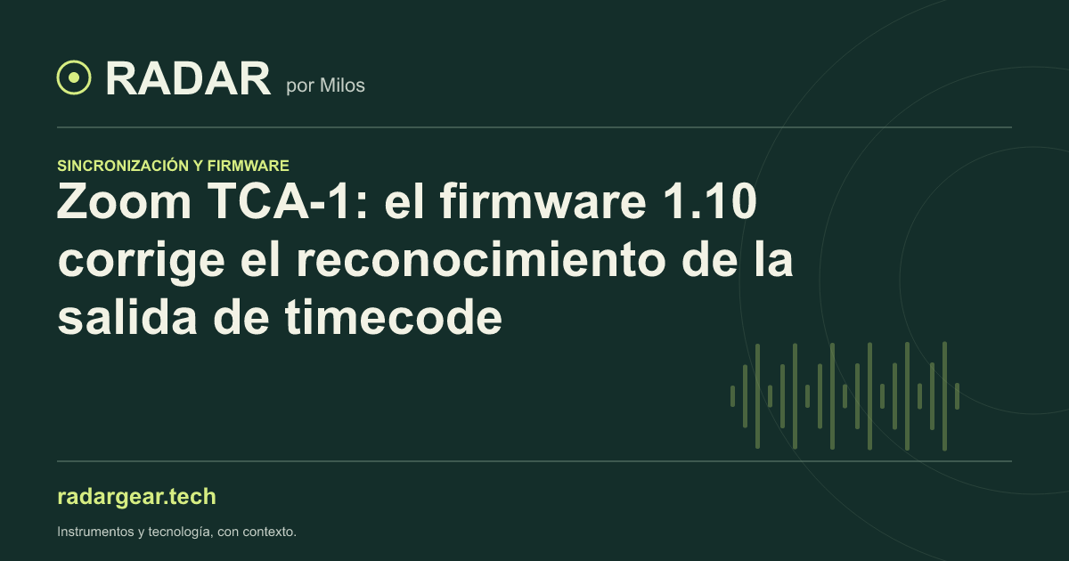 Zoom TCA-1: el firmware 1.10 corrige el reconocimiento de la salida de timecode